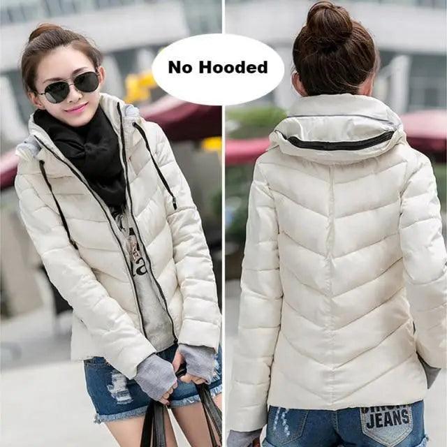 Soft And Comfortable Winter Jacket For Women Short Women's Thicken Outerwear In solid hooded Coats Zipper For Female Slim Cotton padded basic tops